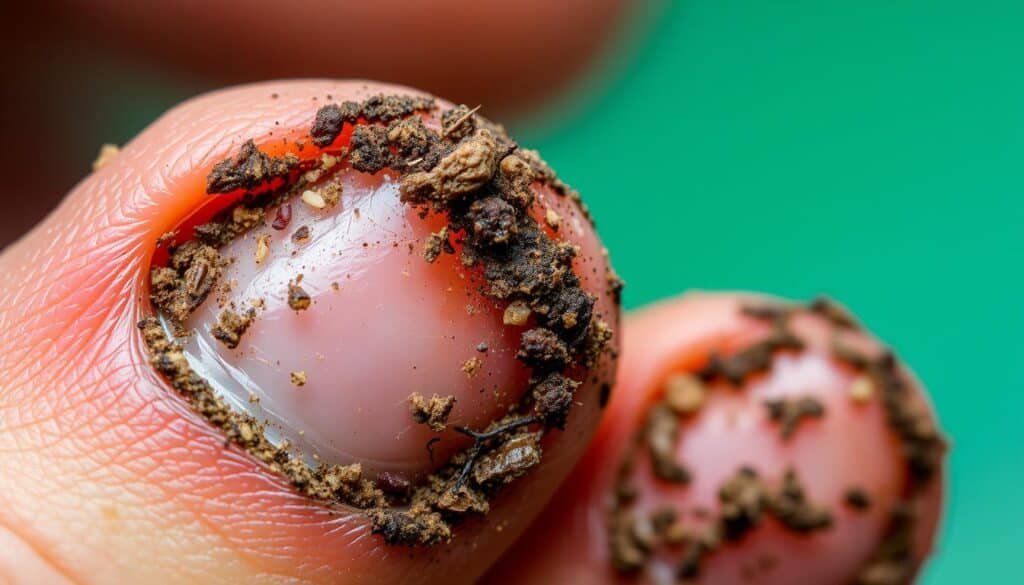 Dirt accumulation under nails