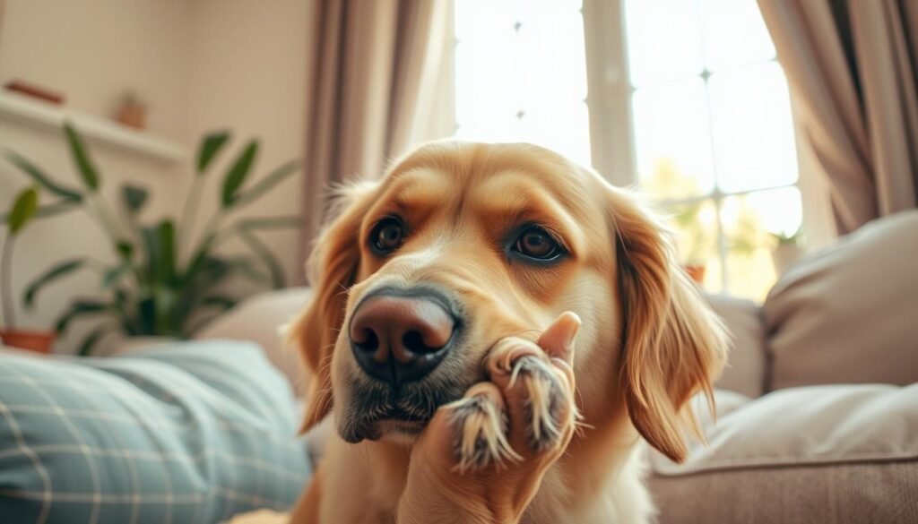 Dog nail chewing behavior due to anxiety