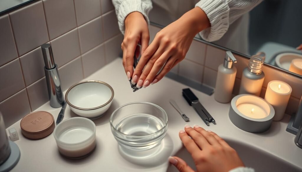 Trimming acrylic nails for at-home removal