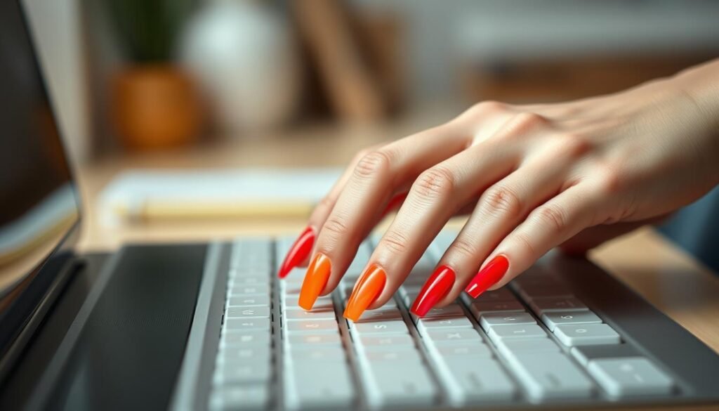 Typing with long nails