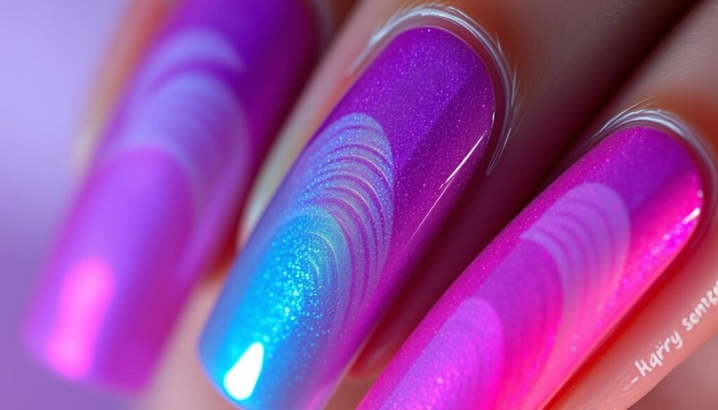 aura nails with eyeshadow