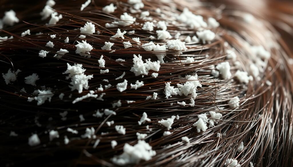 dandruff flakes in hair