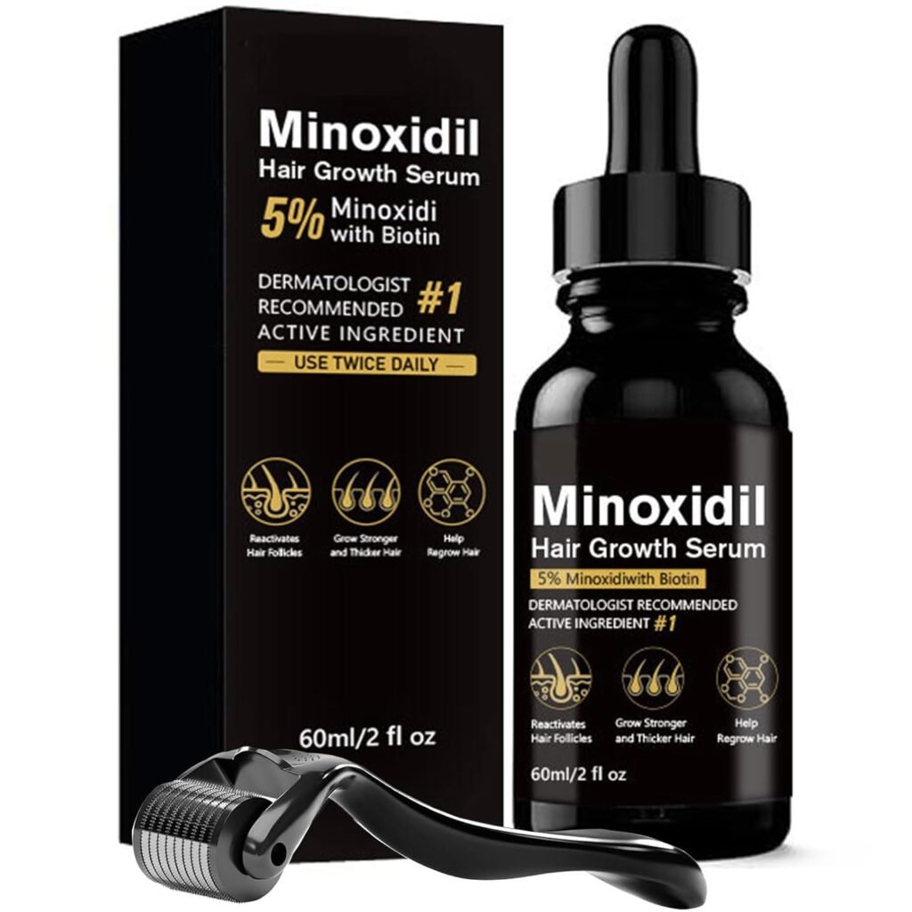 5% Minoxidil for Men Hair, Minoxidil Hair Growth Serum for Women Hair Growth, Men Beard Growth, Hair Loss Treatment with Dropper Applicator  Massage Tool