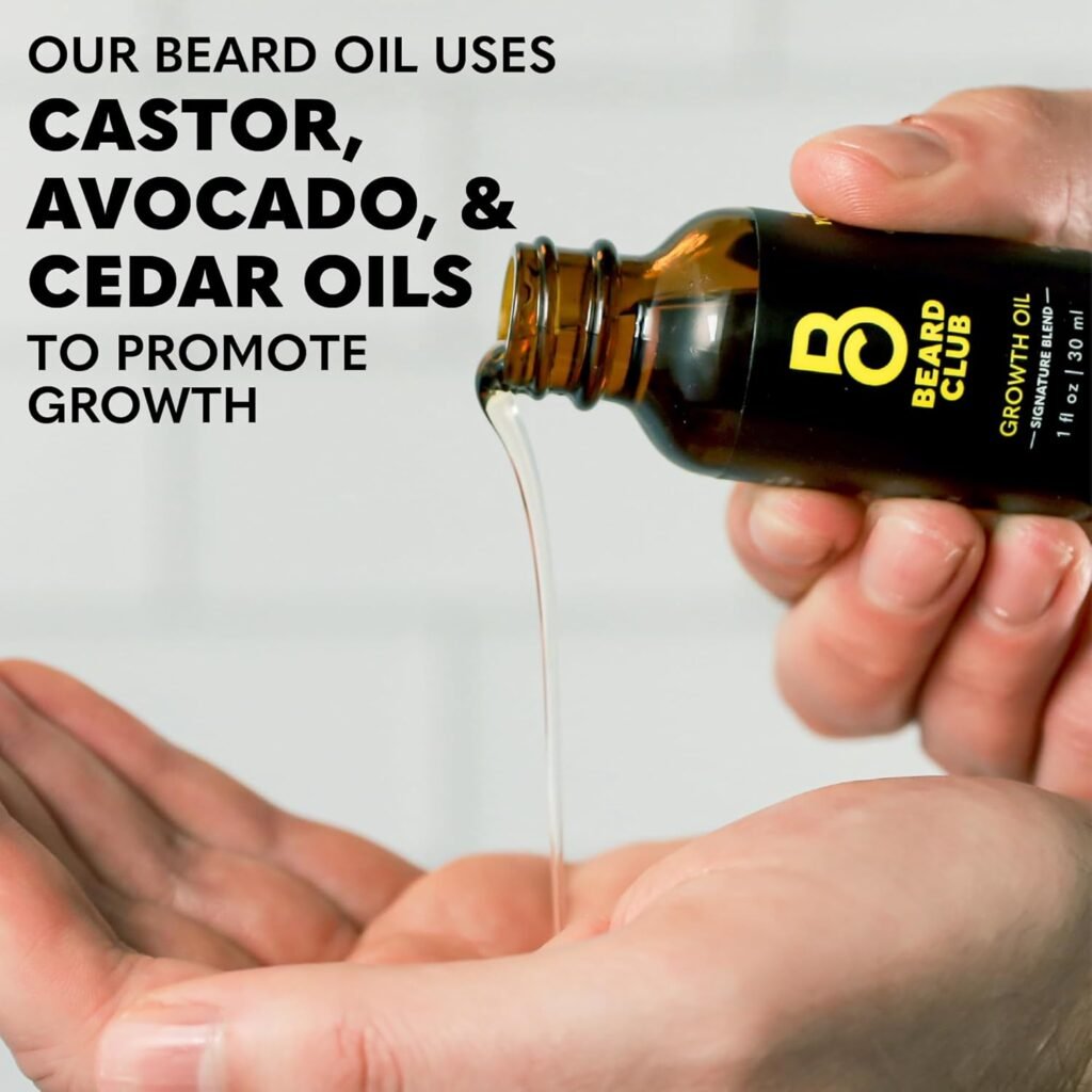 Beard Club - Beard Growth Serum with Natural Castor, Coconut and Avocado to Grow a Thicker, Fuller Beard, Fill in Patches and Stimulate Healthier Facial Hair Growth