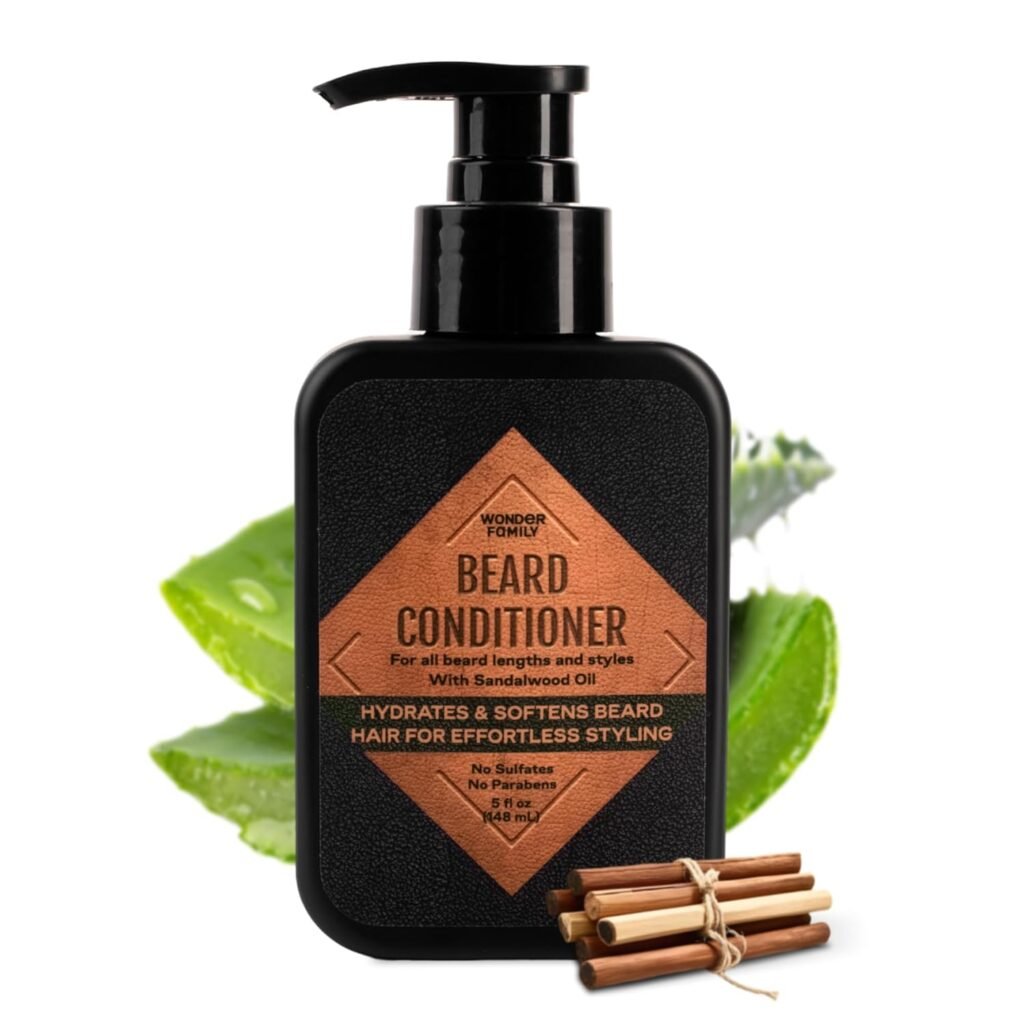 Beard Conditioner for Men - Conditioner Softener - Part of a Beard Care Kit for Men along with Beard Oil, Balm, Wash - Sandalwood Beard Conditioner 5 Oz