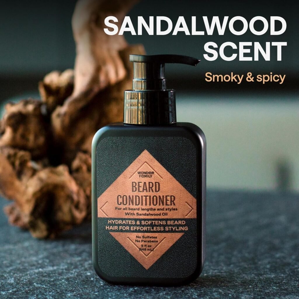 Beard Conditioner for Men - Conditioner Softener - Part of a Beard Care Kit for Men along with Beard Oil, Balm, Wash - Sandalwood Beard Conditioner 5 Oz