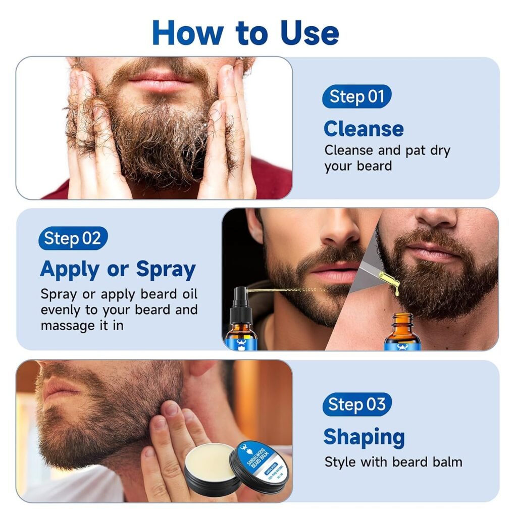 Beard Growth Kit - 2X Concentration Biotin for Men, Natural Argan, Jojoba Oils and Vitamins (Cedarwood)