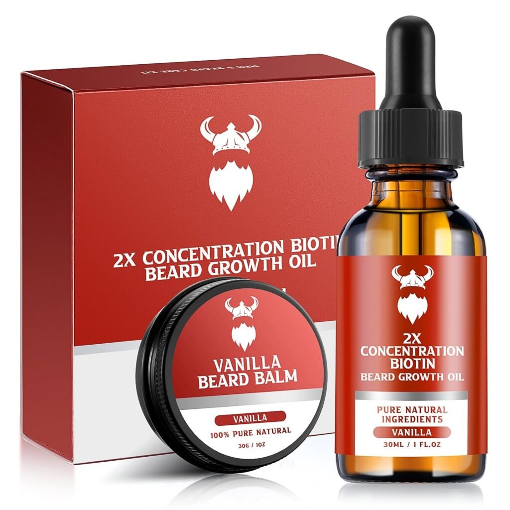 Beard Growth Kit - 2X Concentration Biotin for Men, Natural Argan, Jojoba Oils and Vitamins (Cedarwood)