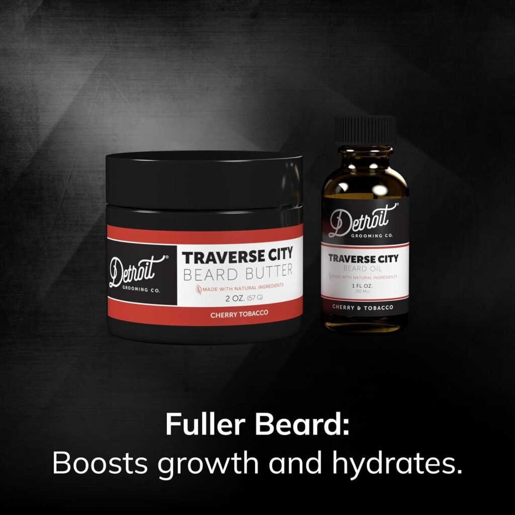 Detroit Grooming Co. Beard Oil  Beard Butter Bundle – Black (Cedarwood  Amber Scent) – Beard Hydration Set with Vitamin E  Sunflower Oil