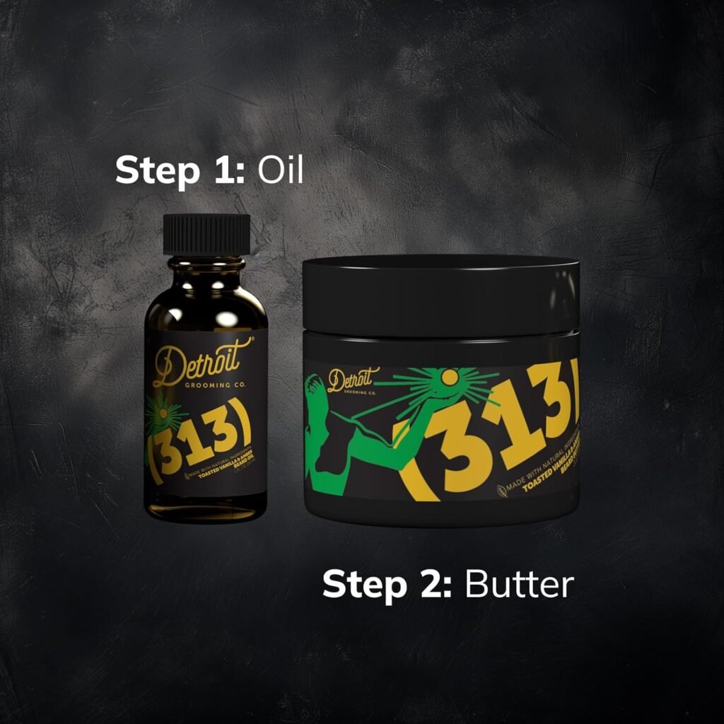Detroit Grooming Co. Beard Oil  Beard Butter Bundle – Black (Cedarwood  Amber Scent) – Beard Hydration Set with Vitamin E  Sunflower Oil