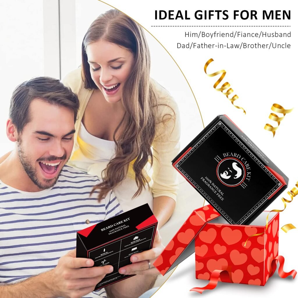 Gifts for Fathers Day, Beard Kit for Men, Beard Growth and Grooming Kit w/Beard Oil Beard Balm Beard Brush Beard Comb Beard Scissors, Birthday Gifts for Men Dad Husband Him Grandpa Boyfriend Brother