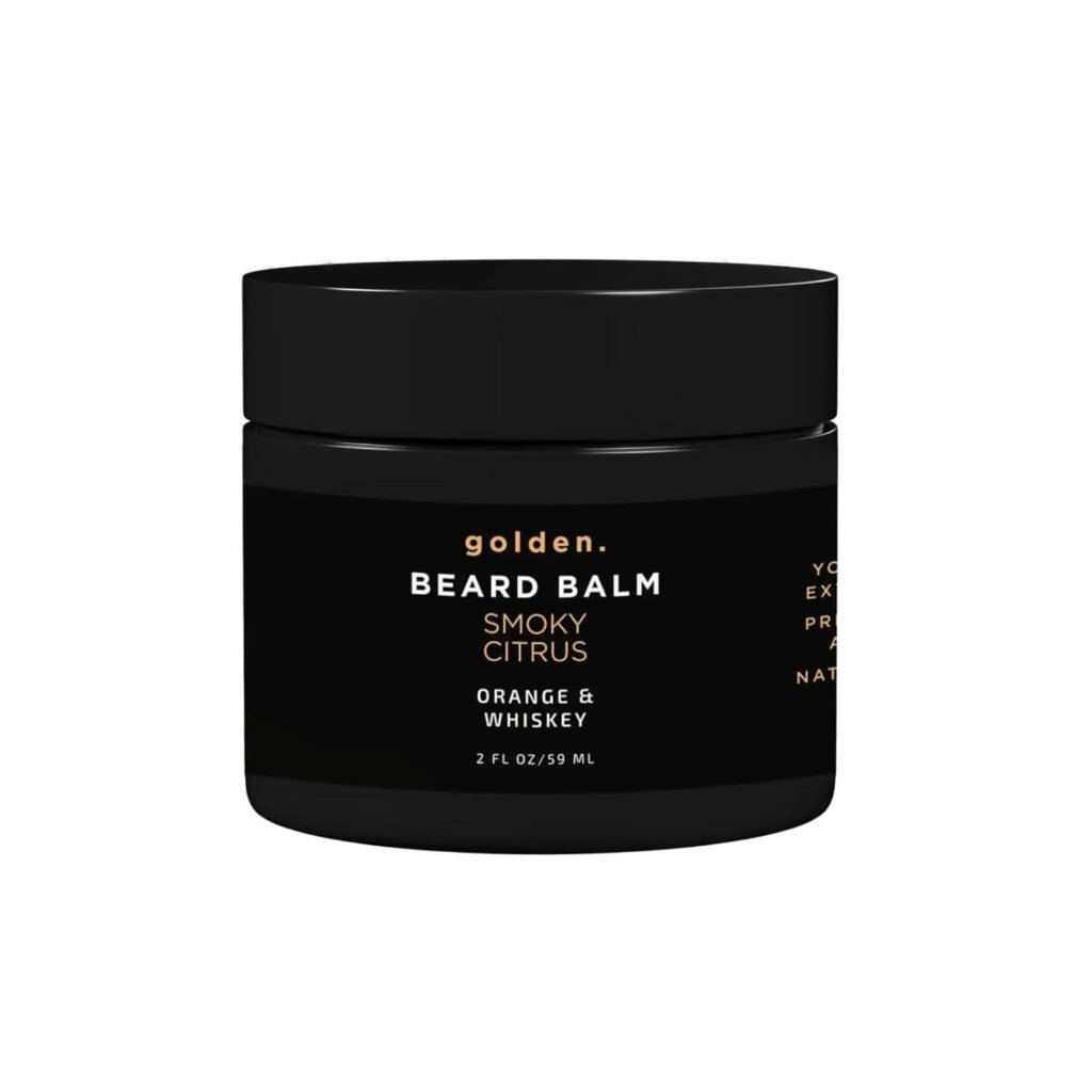 Golden Grooming Beard Balm | Unique Masculine Scent | Shea Butter for Beard Growth | Tames, Moisturizes  Styles – Limited Edition Smoky Citrus, 2oz