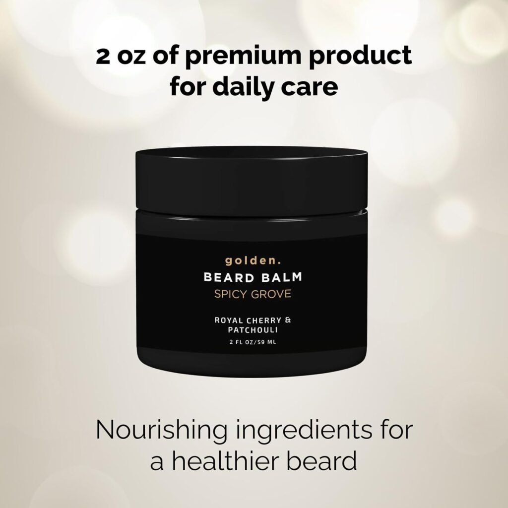 Golden Grooming Beard Balm | Unique Masculine Scent | Shea Butter for Beard Growth | Tames, Moisturizes  Styles – Limited Edition Smoky Citrus, 2oz
