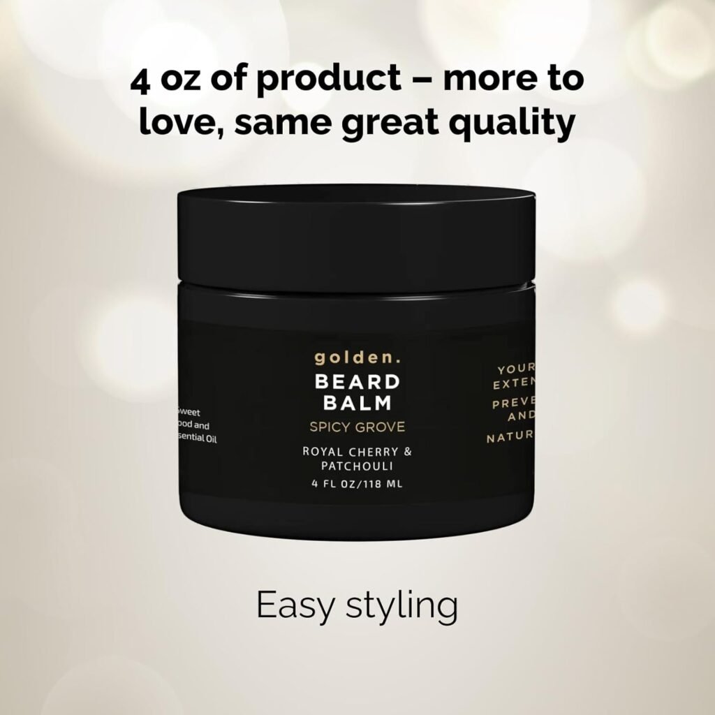 Golden Grooming Beard Balm | Unique Masculine Scent | Shea Butter for Beard Growth | Tames, Moisturizes  Styles – Limited Edition Smoky Citrus, 2oz