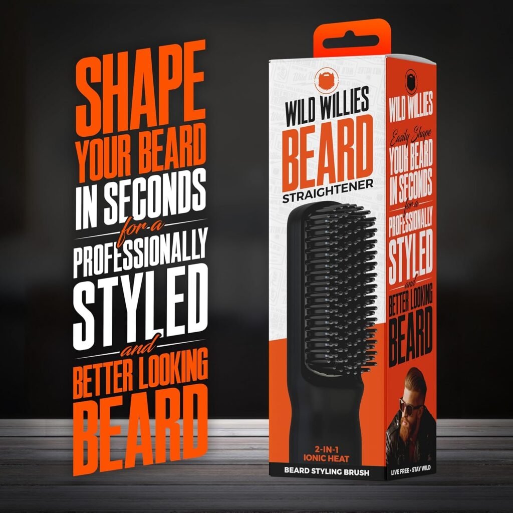 Wild Willies Beard Care Kit: Heated Beard Straightener for Men, Beard Butter,  Beard Growth Serum - Ultimate Grooming Tool Set, Beard Balm, Hydrating Serum, Hot Comb Beard Brush for Daily Use