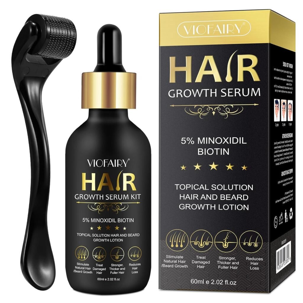 5% Minoxidil for Men and Women Hair Growth Serum, Hair Growth for Men Kit with Minoxidil 5%  Biotin Hair Regrowth Treatment, Natural Hair Growth for Thicker Longer Fuller Healthier Hair 2.02oz