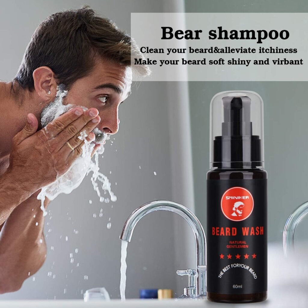 Beard Grooming Kit, Beard Oil, Beard Balm, Beard Shampoo, Beard Conditioner, Beard Brush, Beard Comb and Beard Mustache Scissors Beard Care Unique Gifts for Men Beard Growth  Trimming Kit