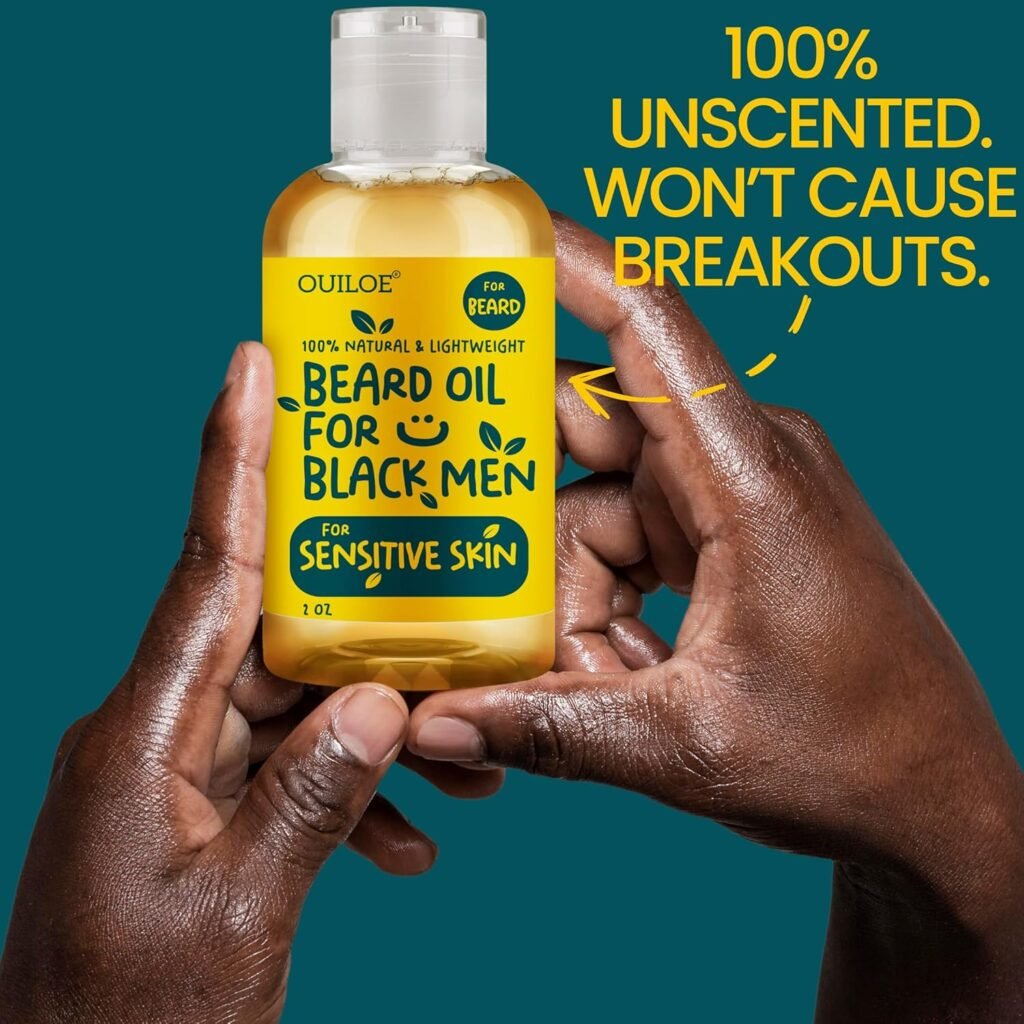 Beard Oil for Black Men with Dry Skin - Beard Conditioner, Softener  Moisturizer for Black Men, Made with Vitamin E  Grapeseed Oil, Unscented, Natural  Organic, Doesn’t Clog Pores 2oz