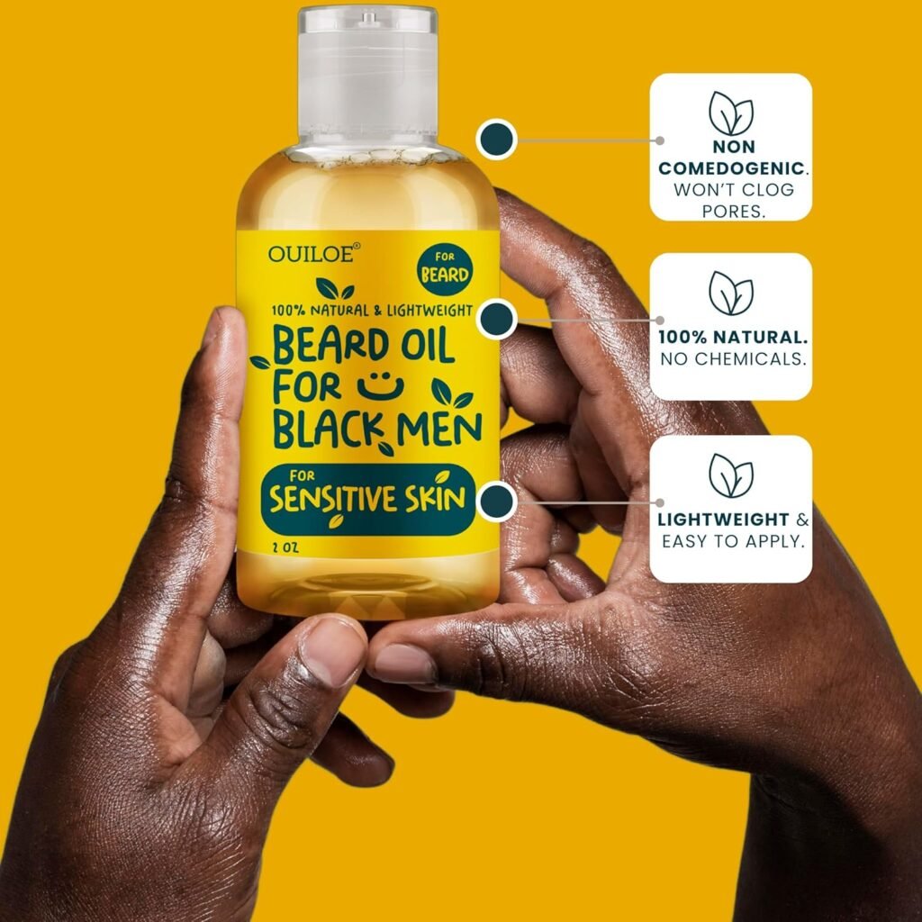 Beard Oil for Black Men with Dry Skin - Beard Conditioner, Softener  Moisturizer for Black Men, Made with Vitamin E  Grapeseed Oil, Unscented, Natural  Organic, Doesn’t Clog Pores 2oz